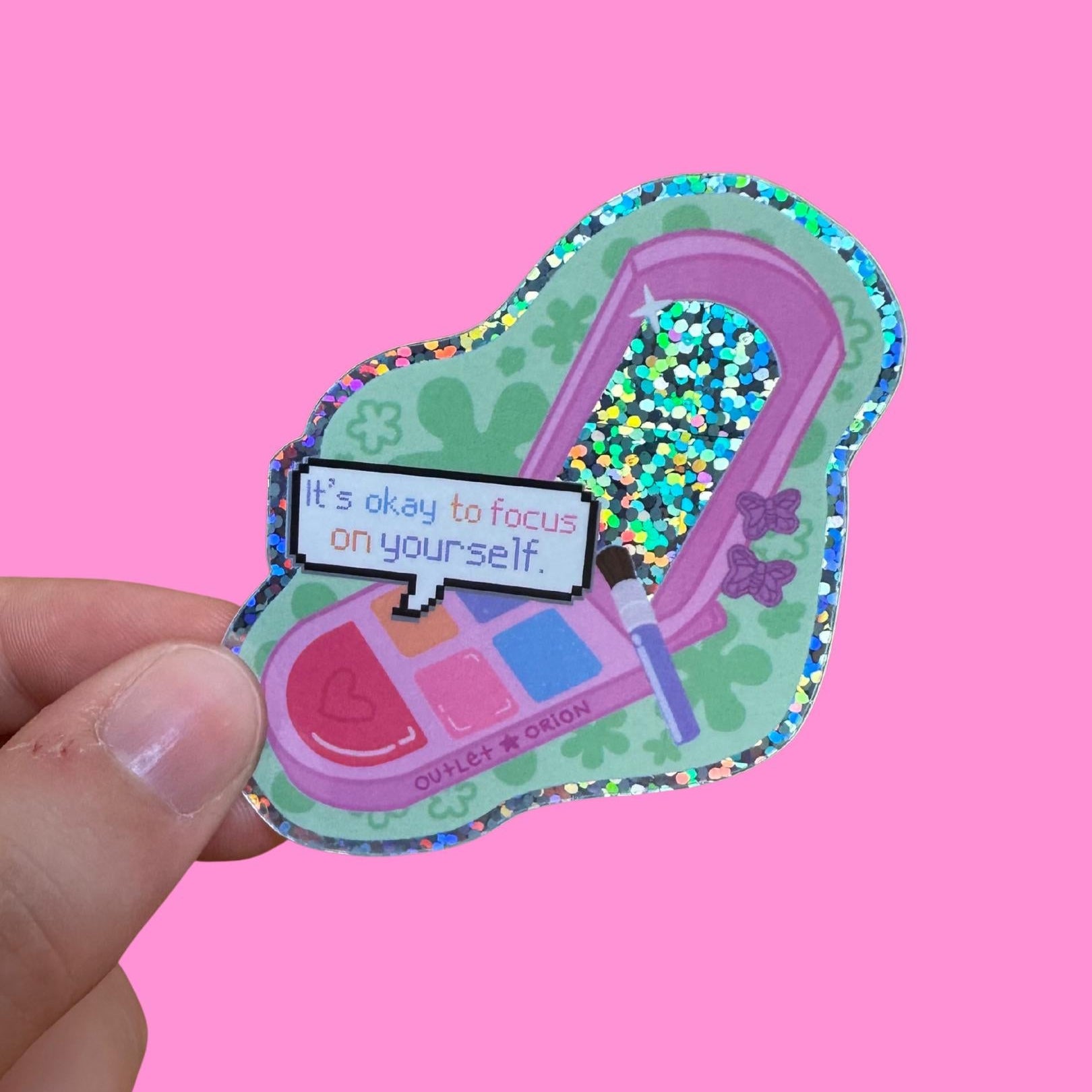 It’s Okay to Focus on Yourself Glitter Holographic Sticker