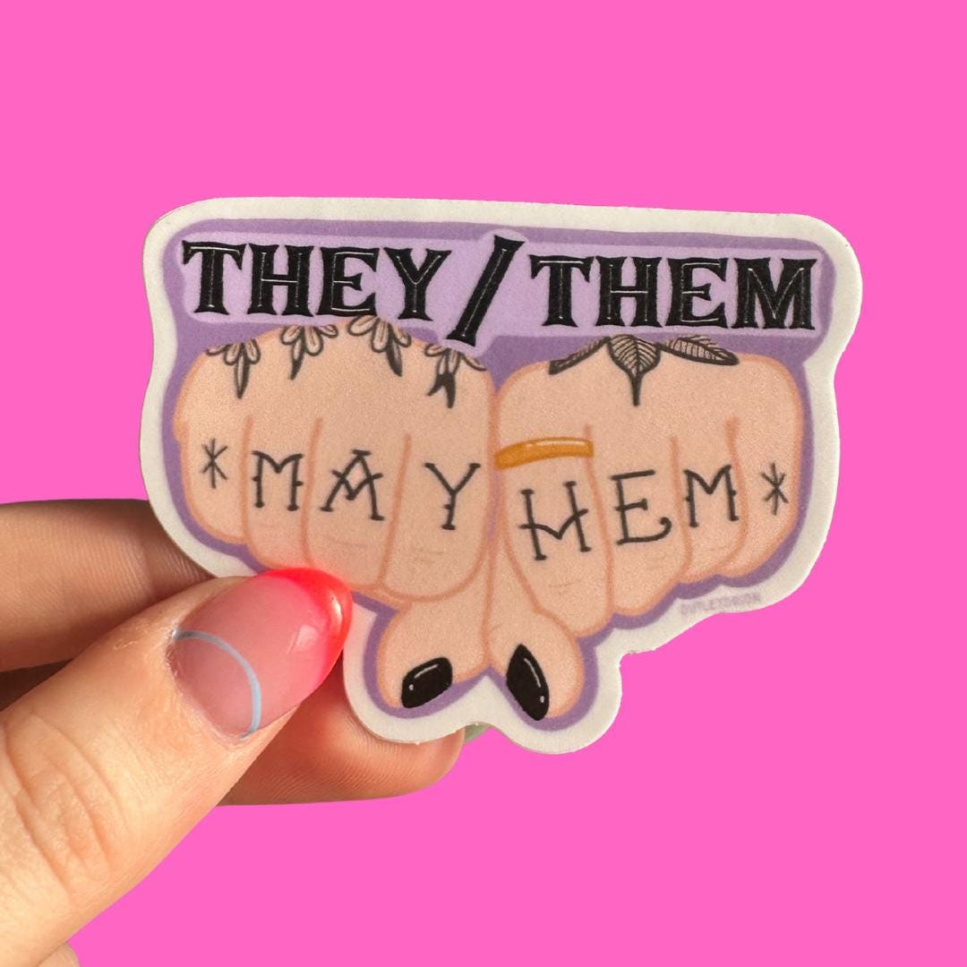 They/Them Mayhem Pronouns Sticker