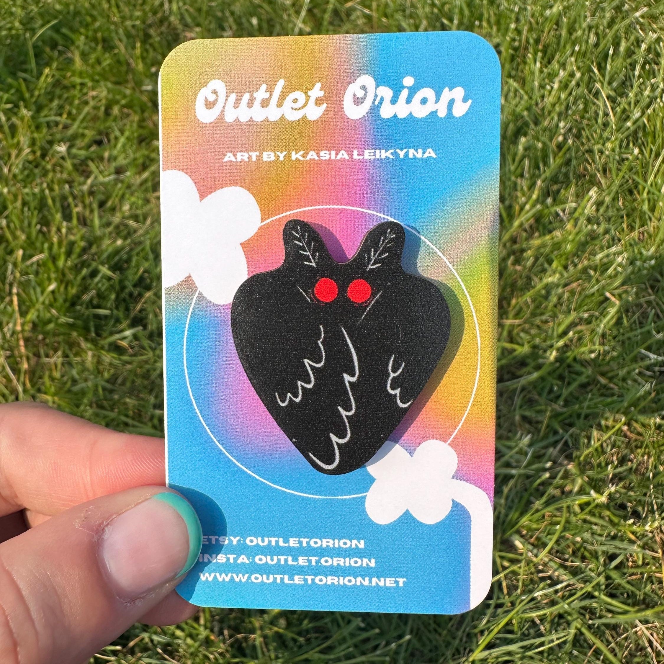 Mothman Heart Wooden Pin