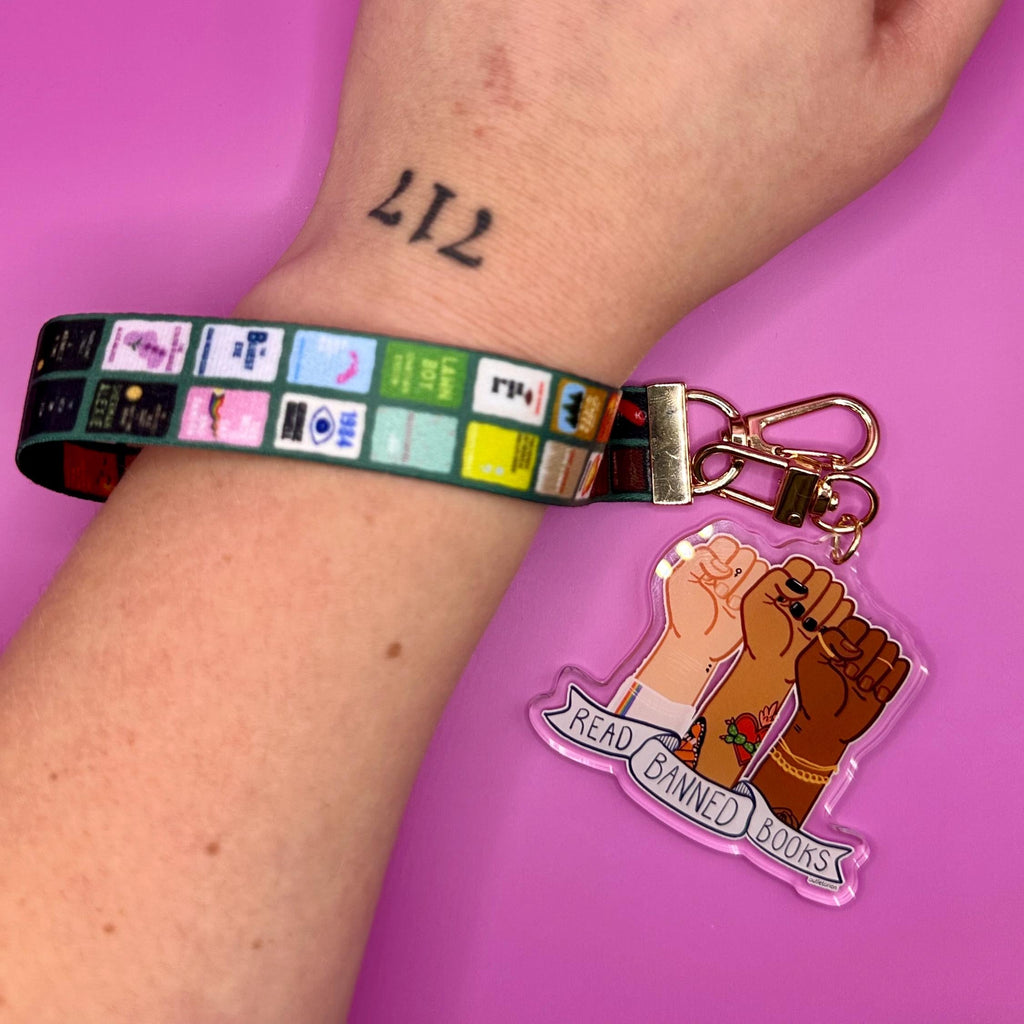 Read Banned Books Keychain with Lanyard