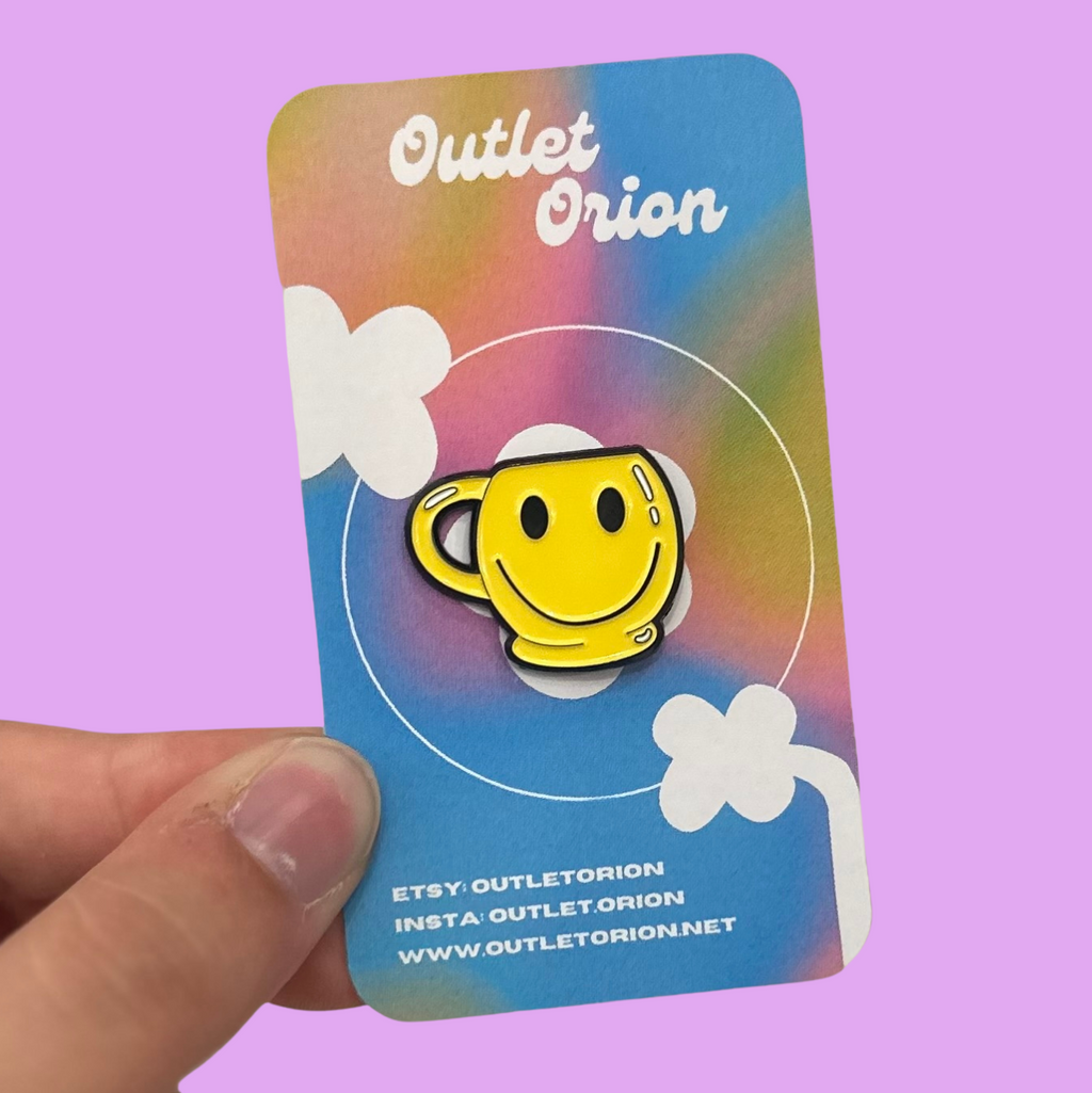 Smiley Face Mug Enamel Pin