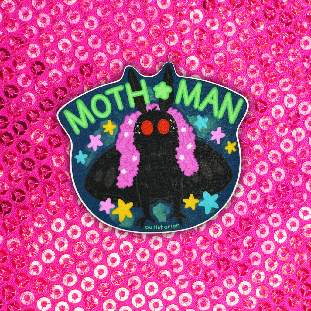 Mothman Diva in a Feather Boa Sticker