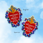 Immigrants Are the Heart Glitter Holographic Sticker