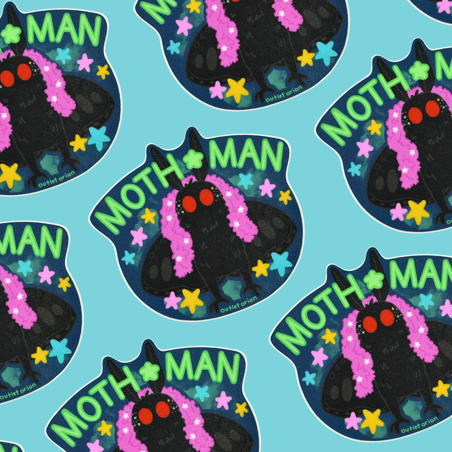 Mothman Diva in a Feather Boa Sticker