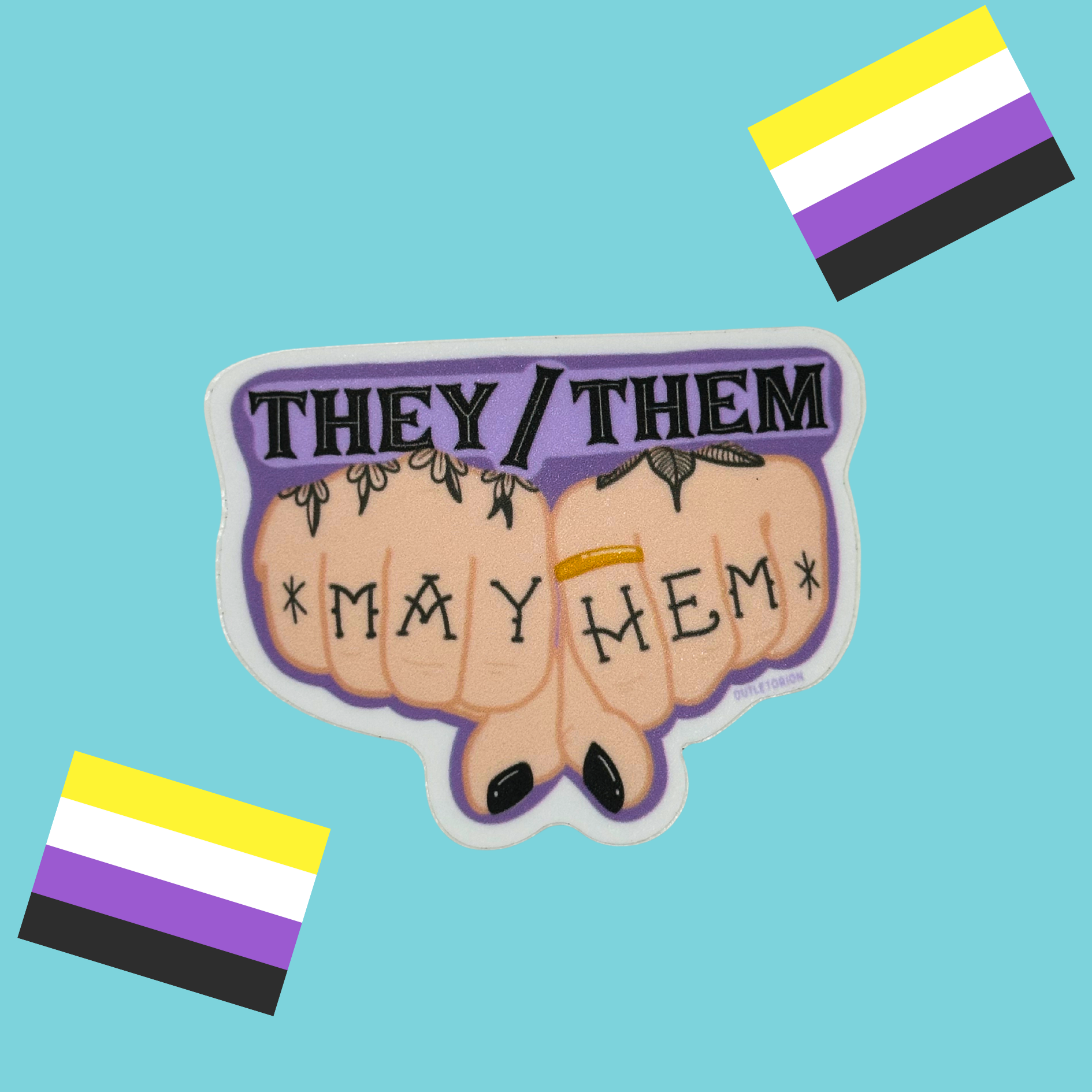 They/Them Mayhem Pronouns Sticker
