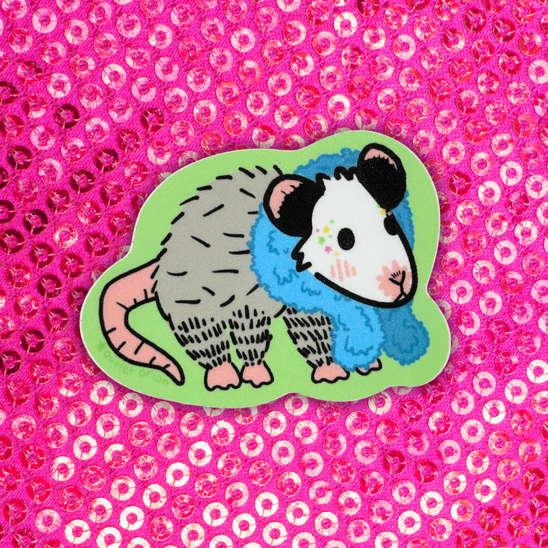 Opossum Diva in a Feather Boa Sticker