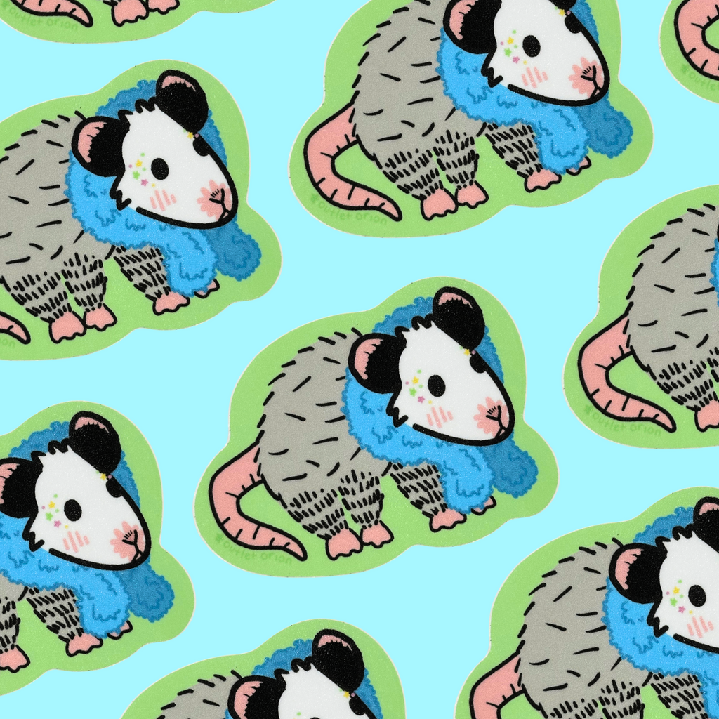 Opossum Diva in a Feather Boa Sticker