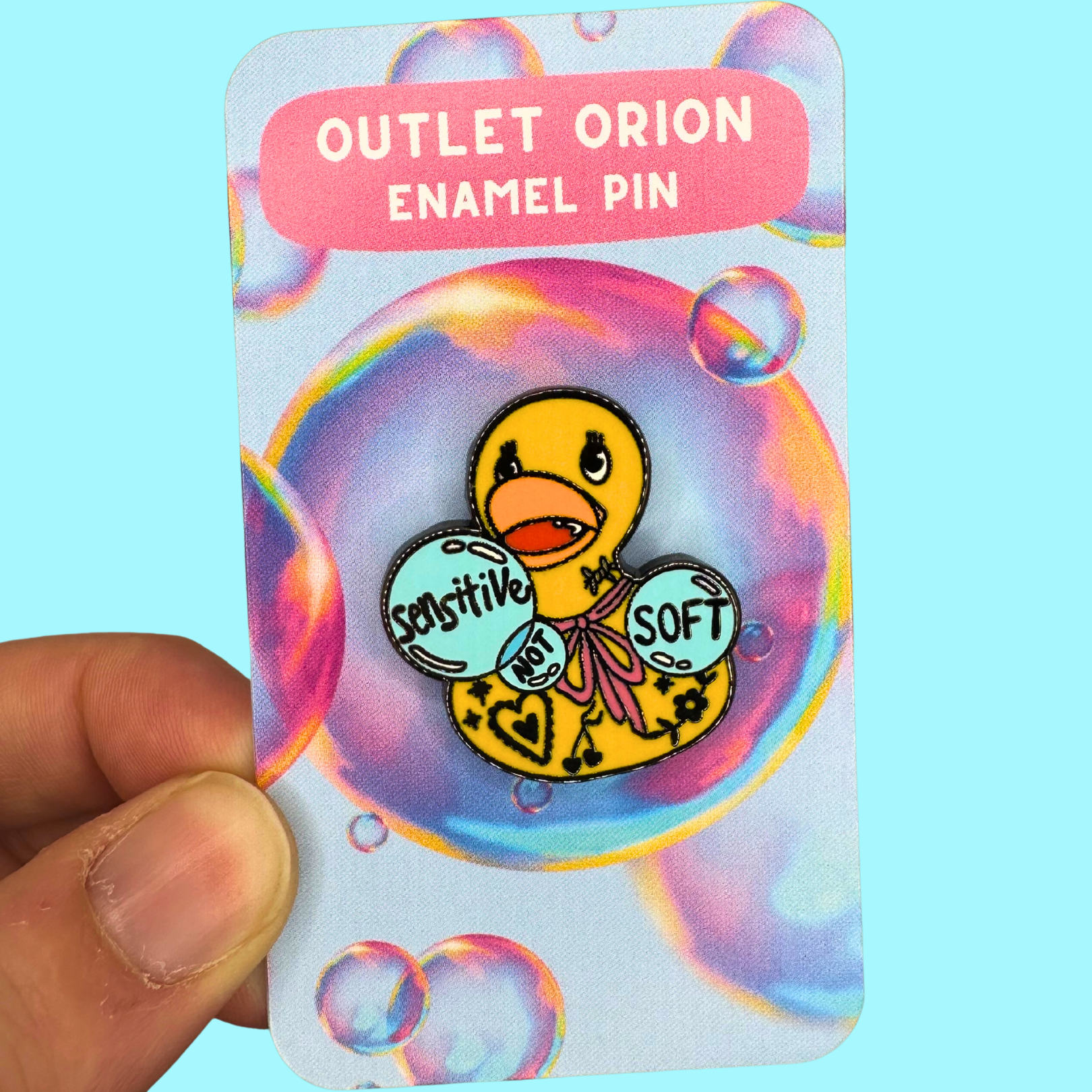 Sensitive Not Soft Rubber Duck Enamel Pin