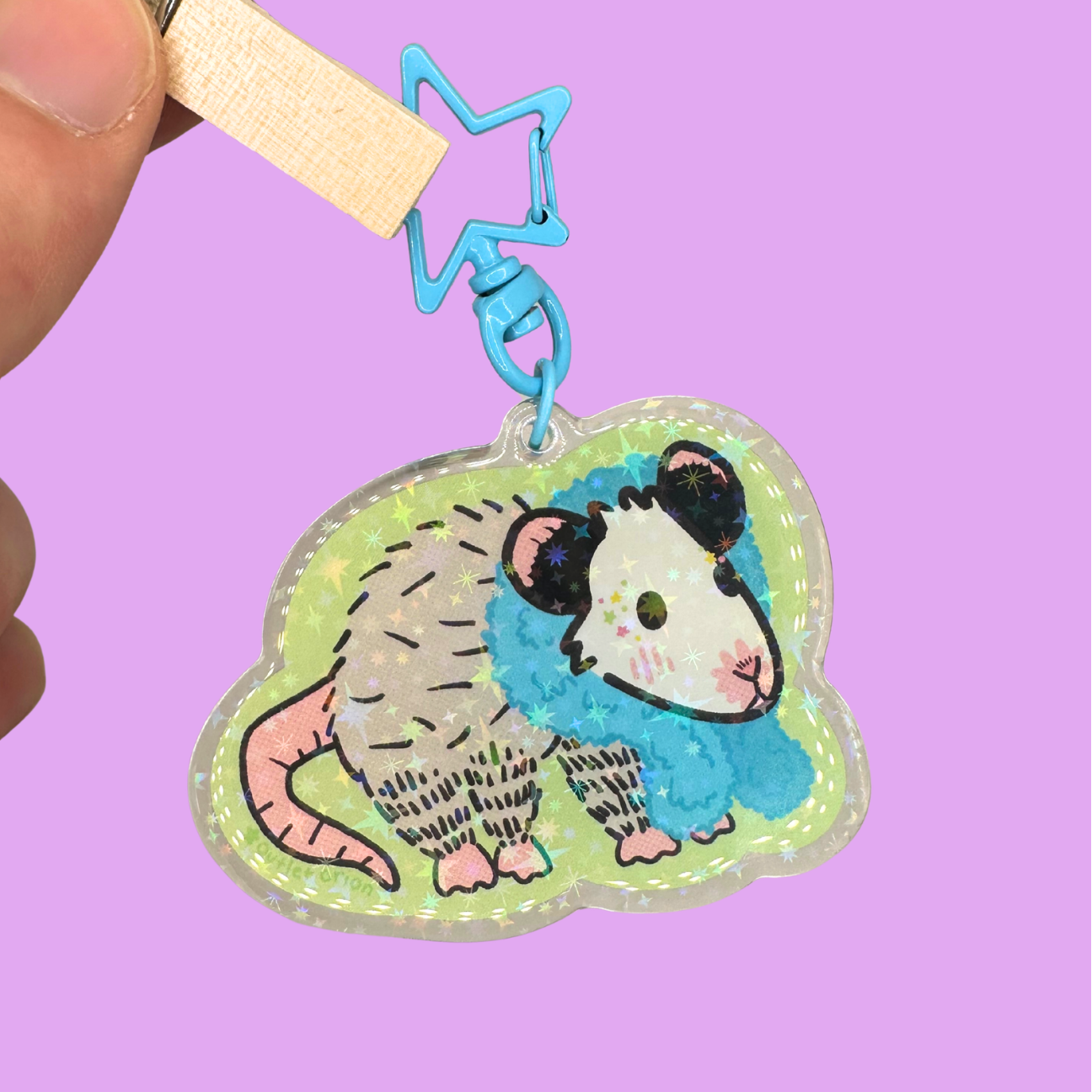 Opossum Diva Acrylic Keychain