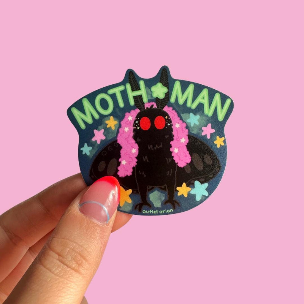 Mothman Diva in a Feather Boa Sticker