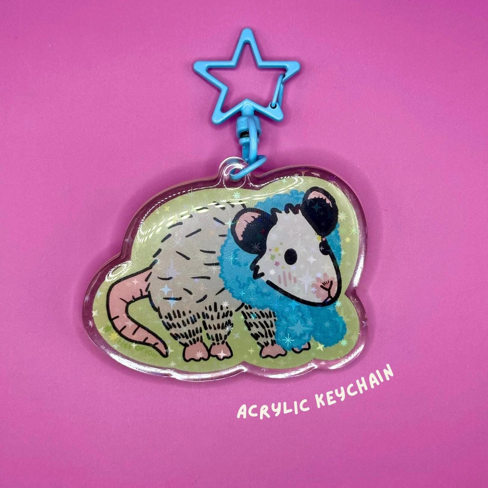 Opossum Diva Acrylic Keychain