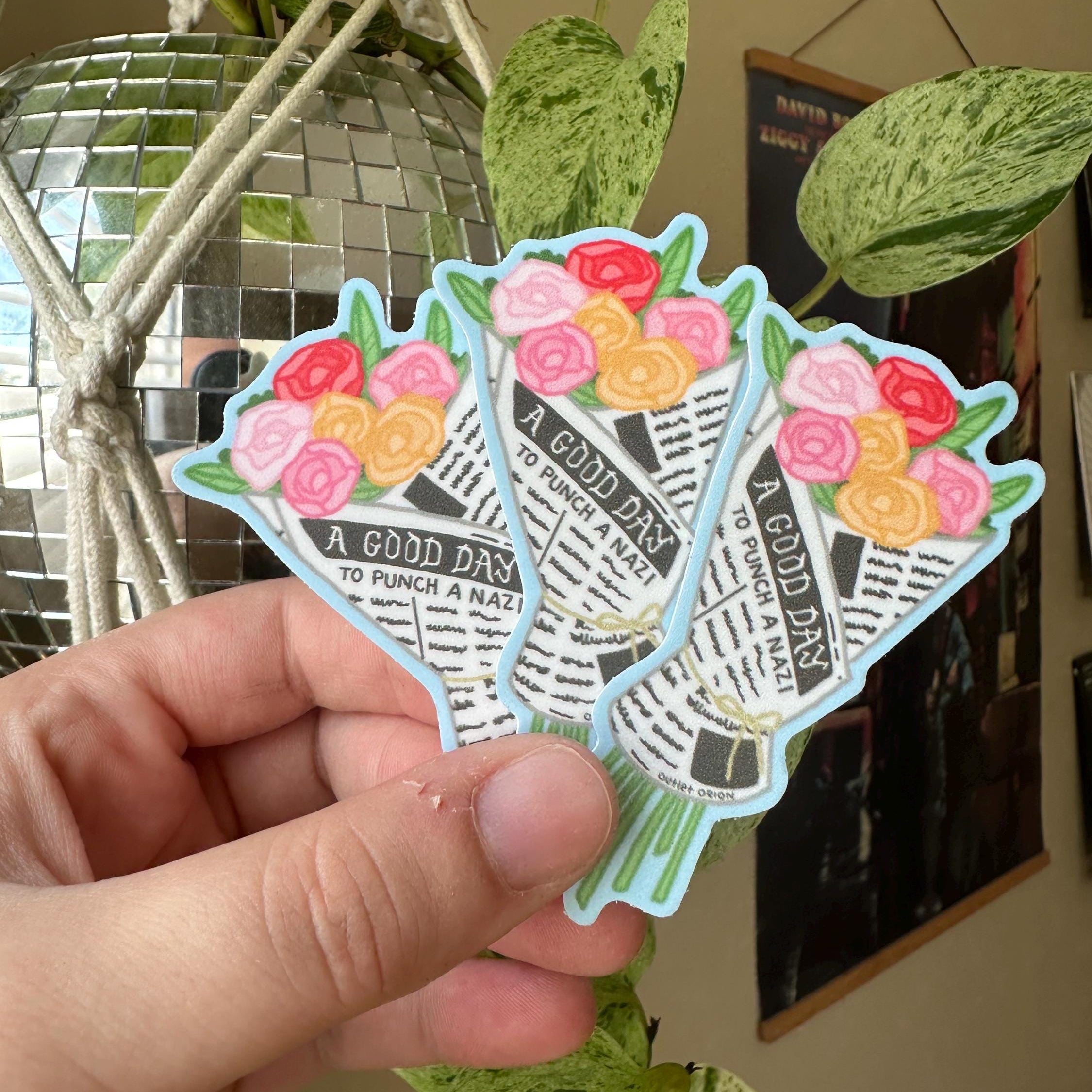 Good Day to Punch Flower Bouquet Sticker