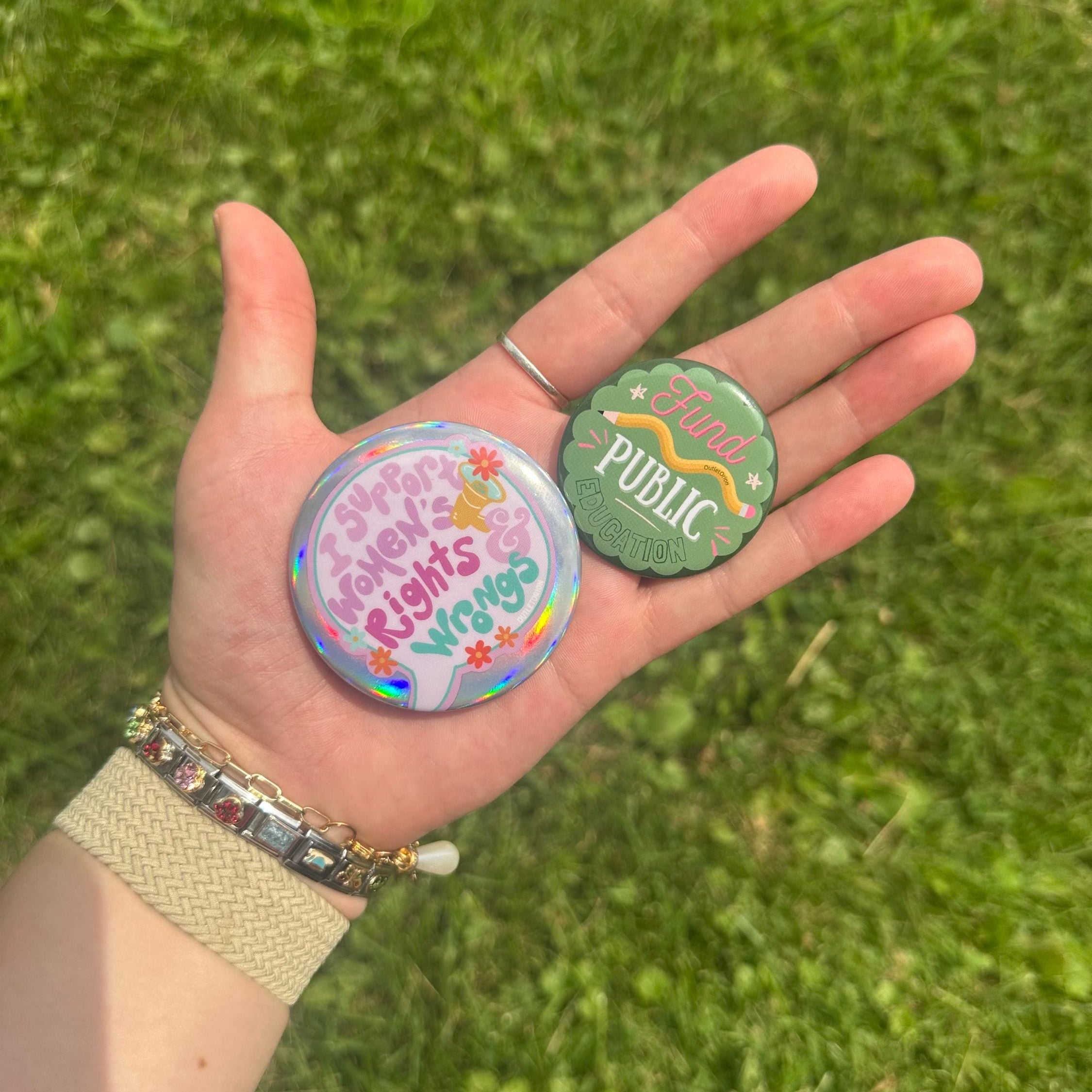 Support Women's Rights & Wrongs Button Pin